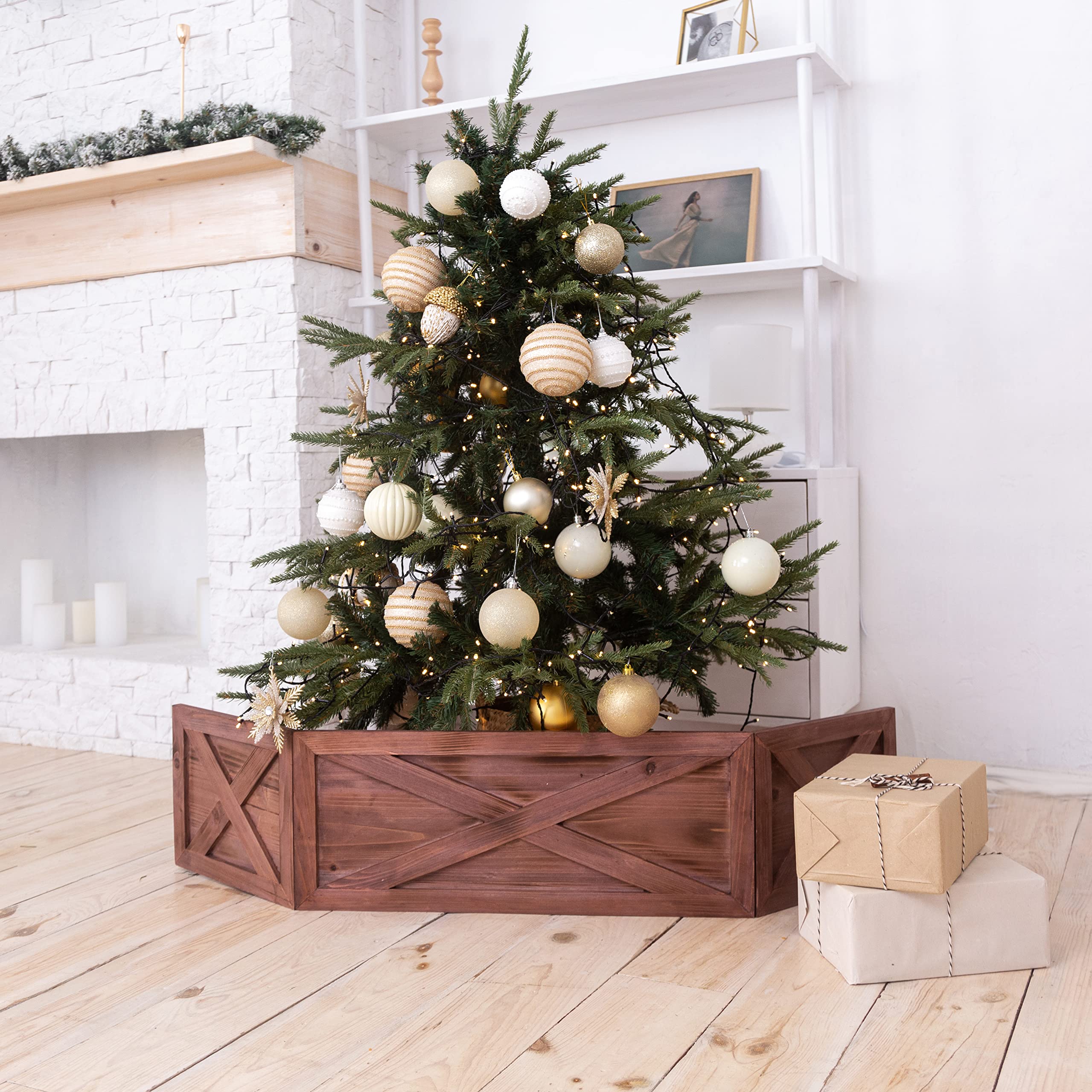 【ヴィンテージ】クリスマスツリー　高さ約150㎝　足元木製ボックス ヴィンテージ】クリスマスツリー 高さ約150㎝ 足元木製ボックス